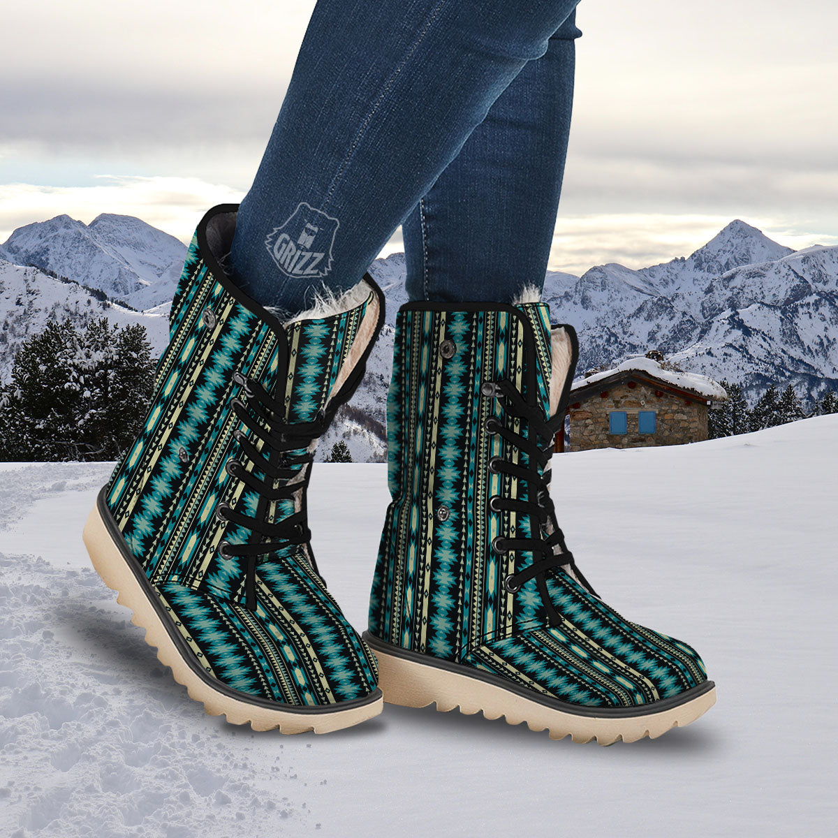 Ethnic Native Print Pattern Snow Boots-grizzshop