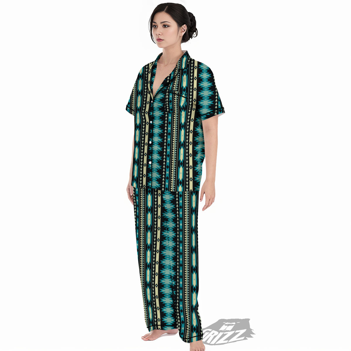 Ethnic Native Print Pattern Women's Pajamas Set-grizzshop