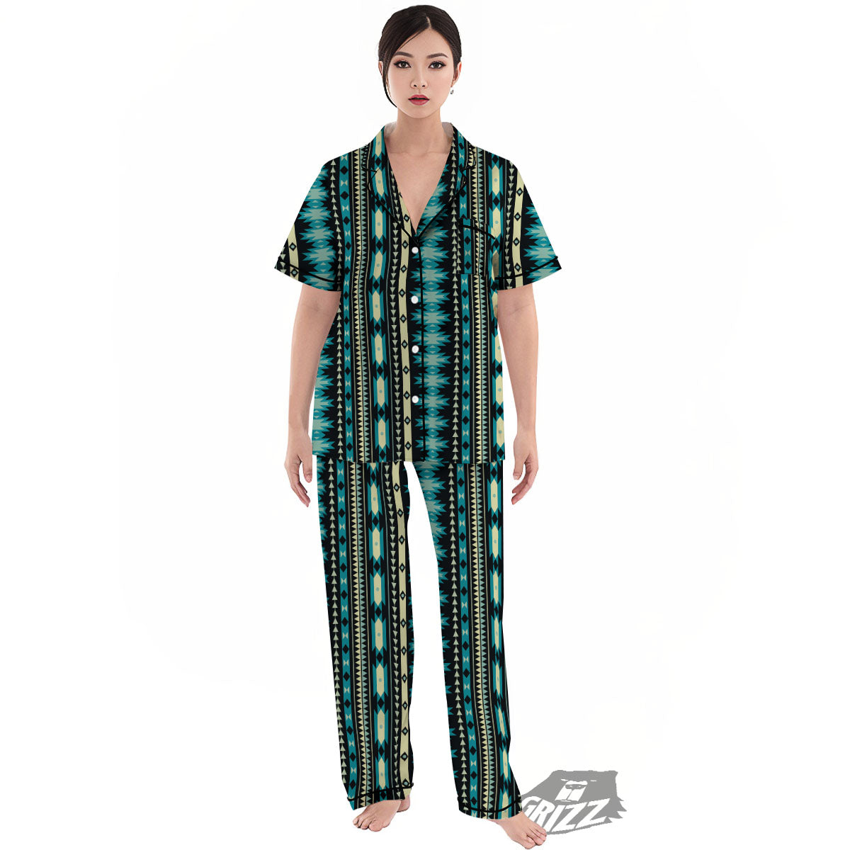 Ethnic Native Print Pattern Women's Pajamas Set-grizzshop