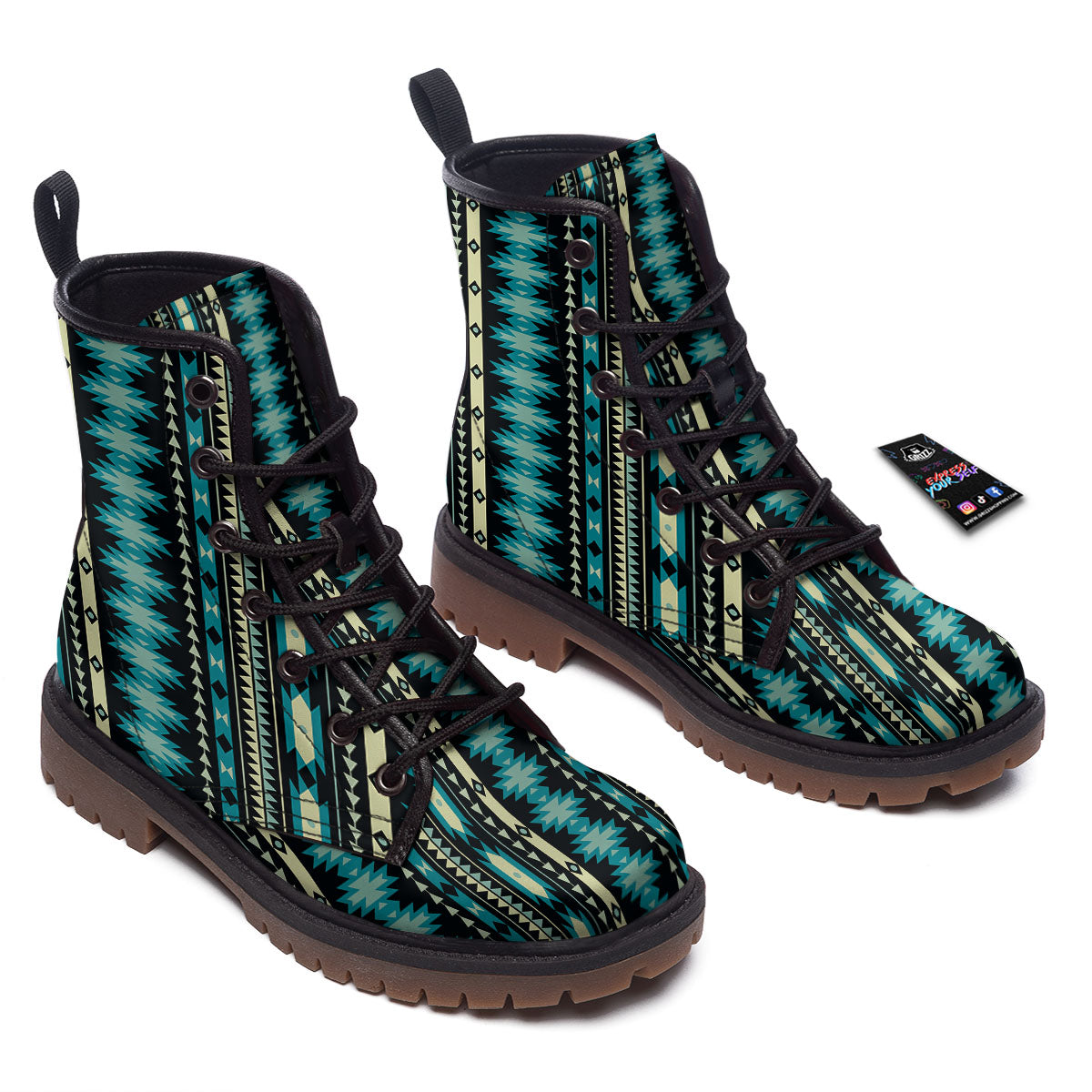 Ethnic Native Print Pattern Work Boots-grizzshop