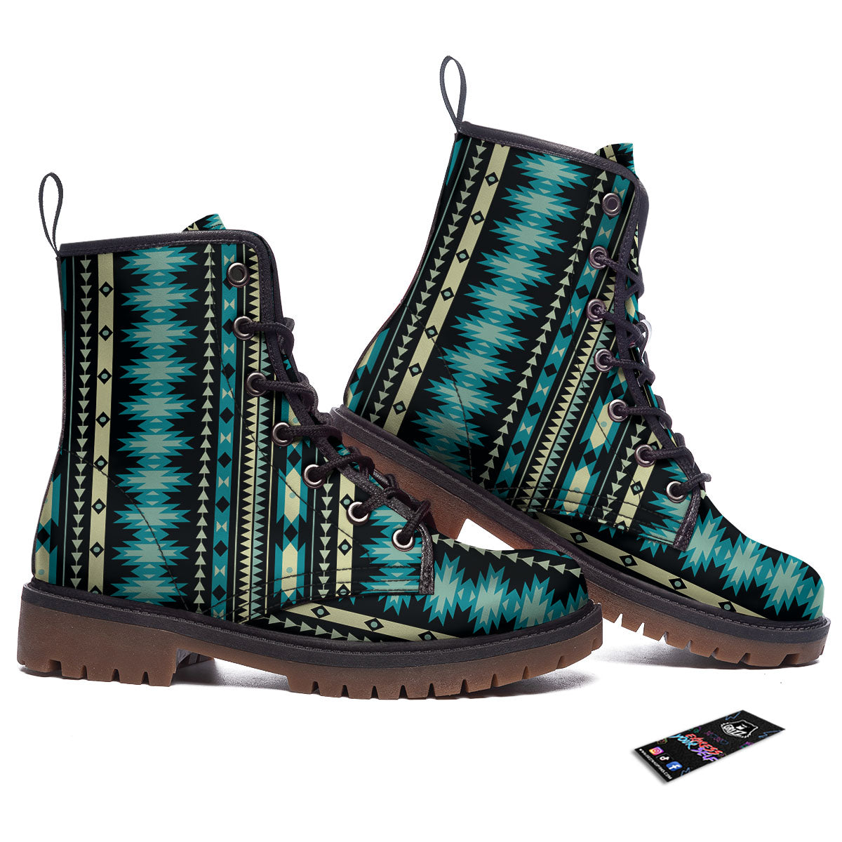 Ethnic Native Print Pattern Work Boots-grizzshop