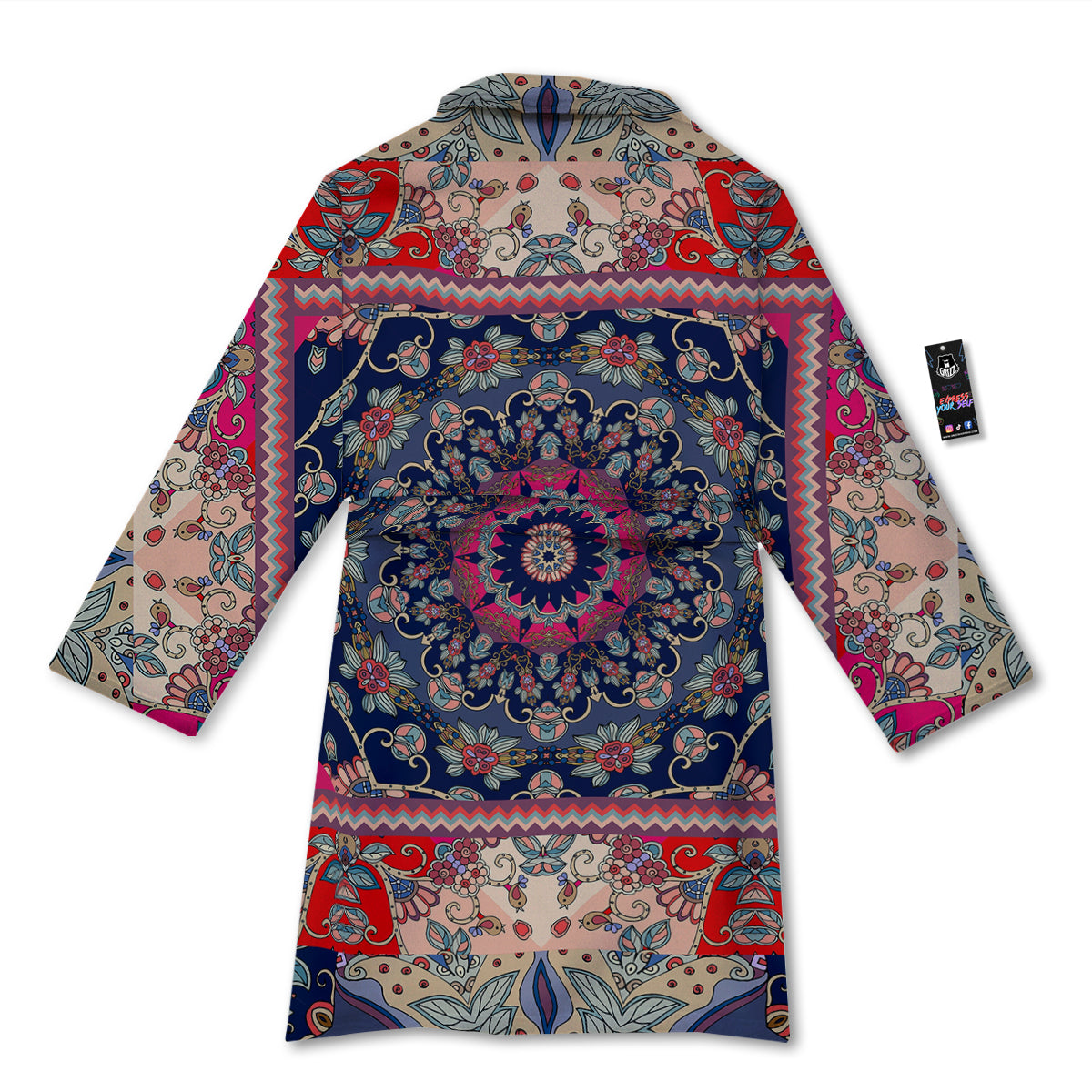 Ethnic Patchwork Square Print Bathrobe-grizzshop
