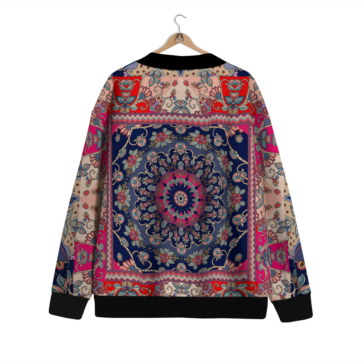 Ethnic Patchwork Square Print Cardigan-grizzshop