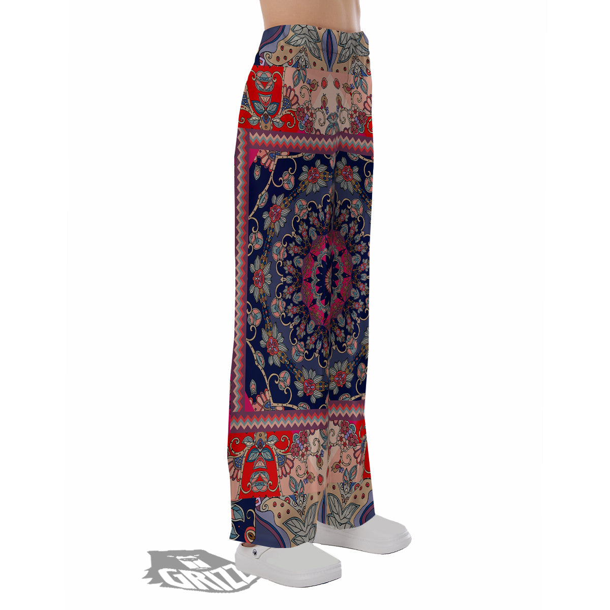 Ethnic Patchwork Square Print Pajama Pants-grizzshop