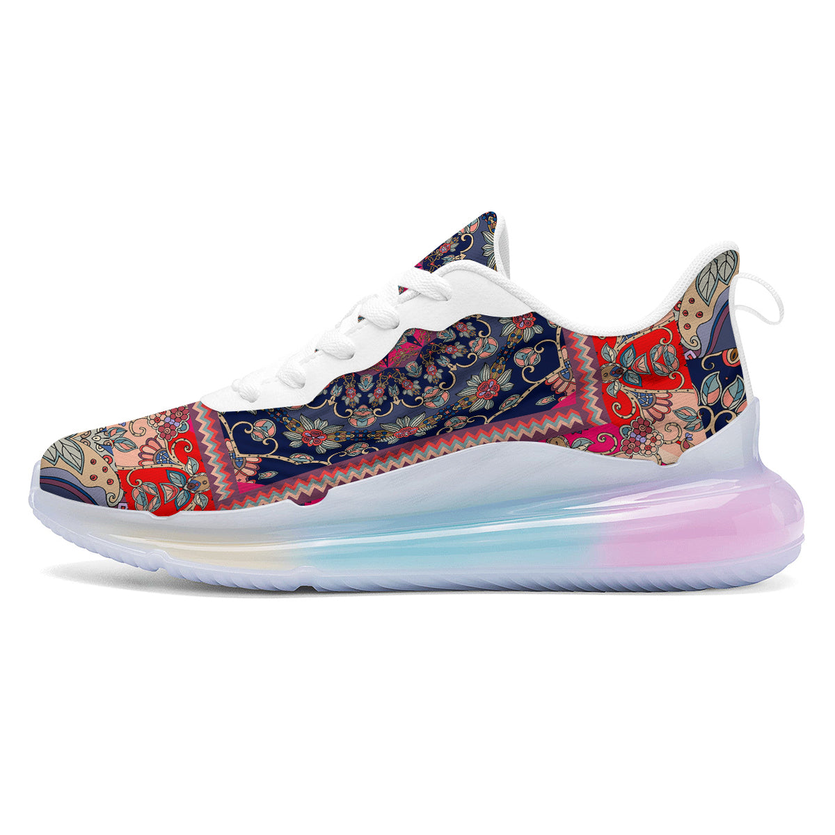 Ethnic Patchwork Square Print Running Sneakers-grizzshop