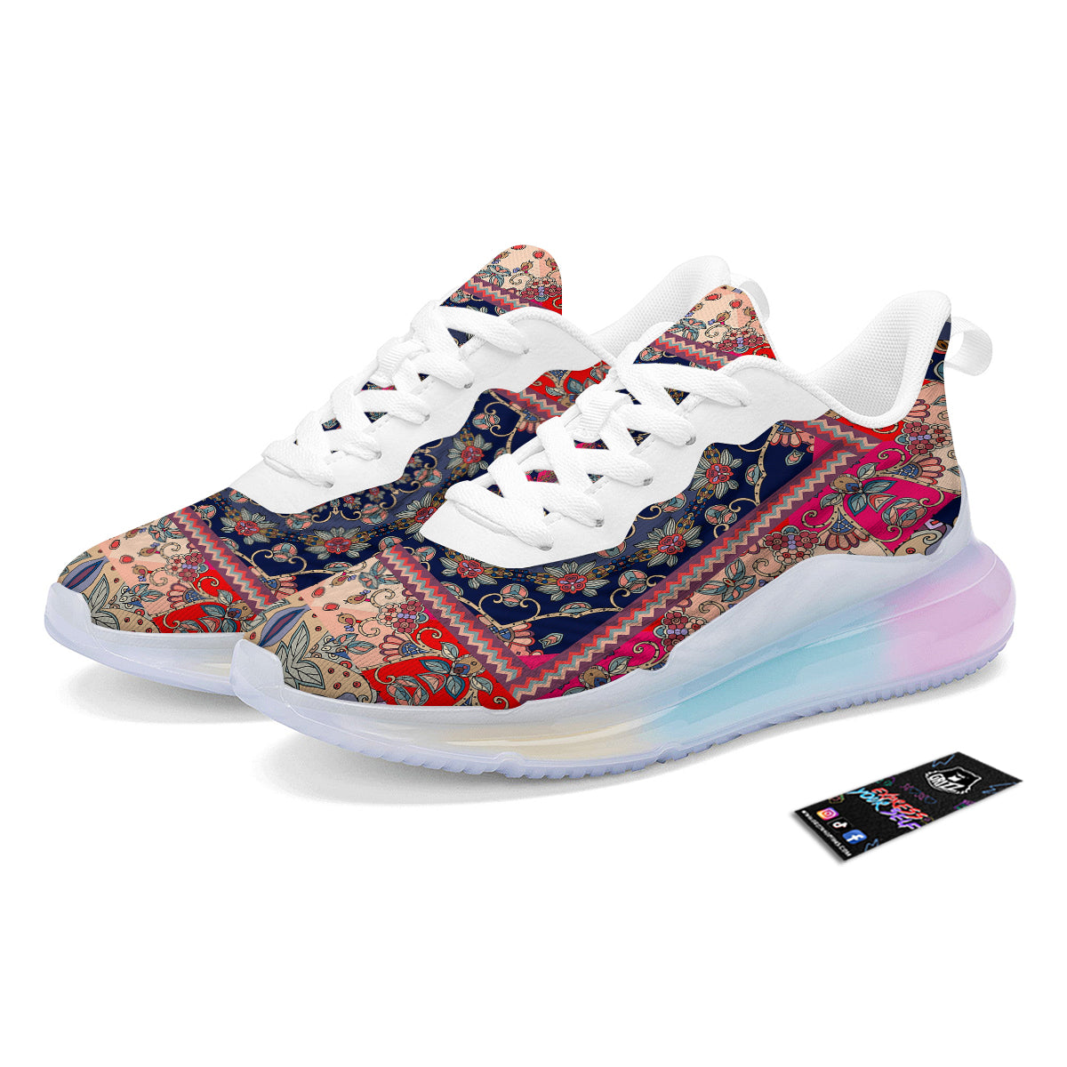 Ethnic Patchwork Square Print Running Sneakers-grizzshop