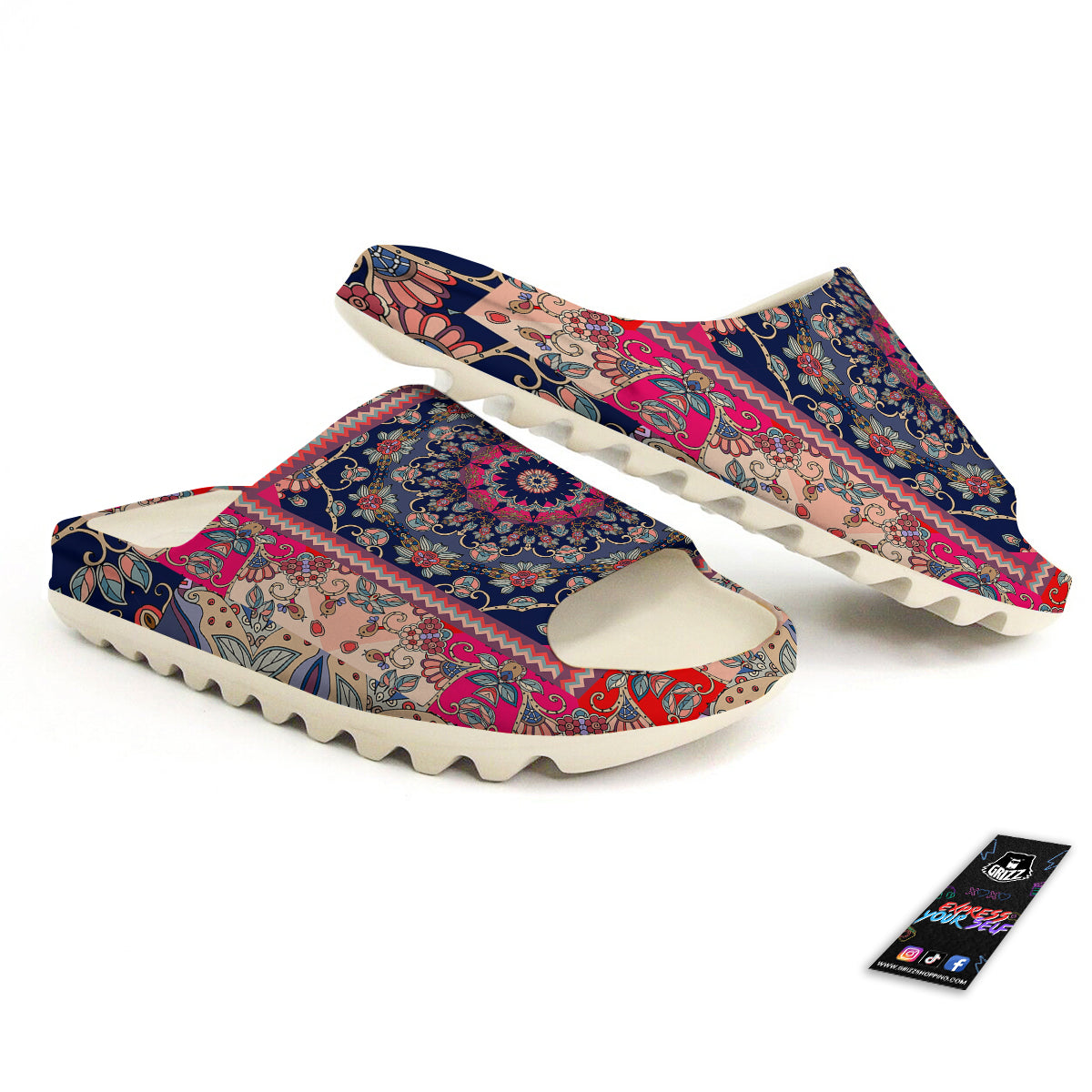 Ethnic Patchwork Square Print Sandals-grizzshop