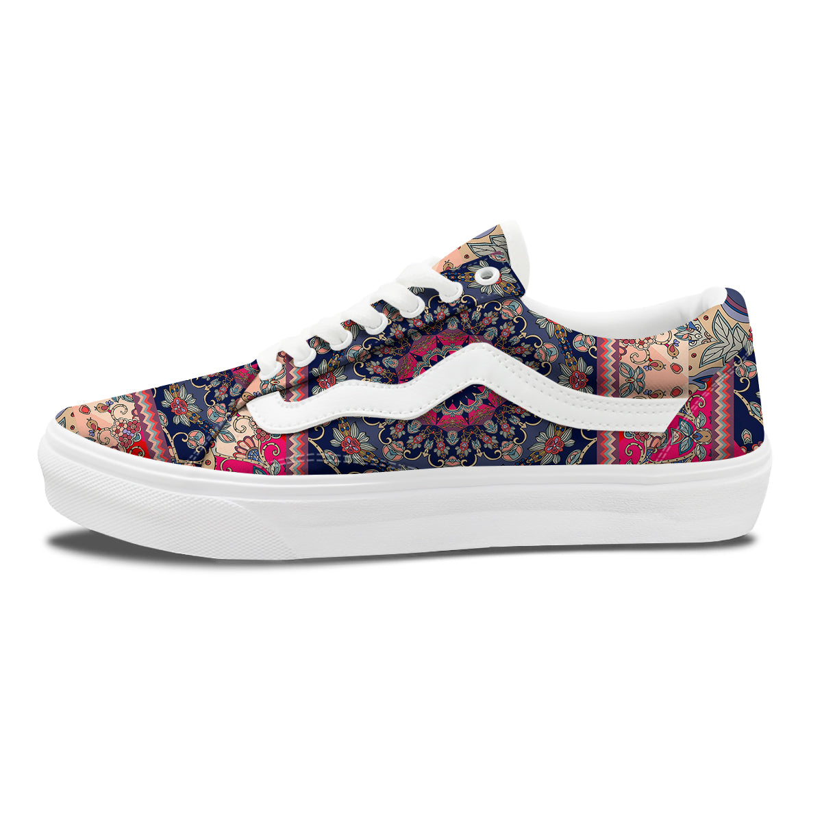 Ethnic Patchwork Square Print Skate Shoes-grizzshop