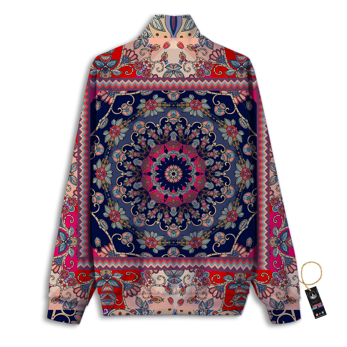 Ethnic Patchwork Square Print Track Jacket-grizzshop