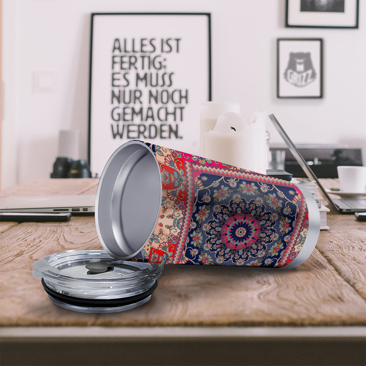 Ethnic Patchwork Square Print Tumbler-grizzshop