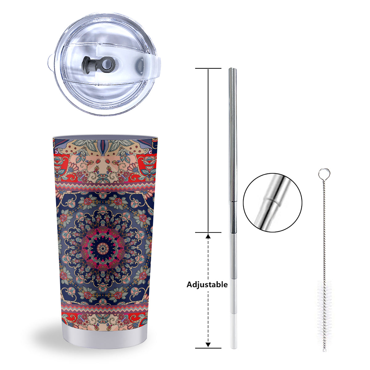 Ethnic Patchwork Square Print Tumbler-grizzshop