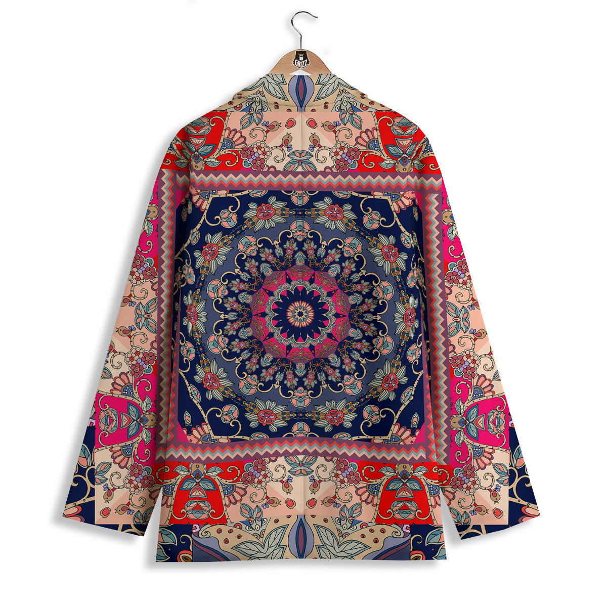 Ethnic Patchwork Square Print Women's Blazer-grizzshop