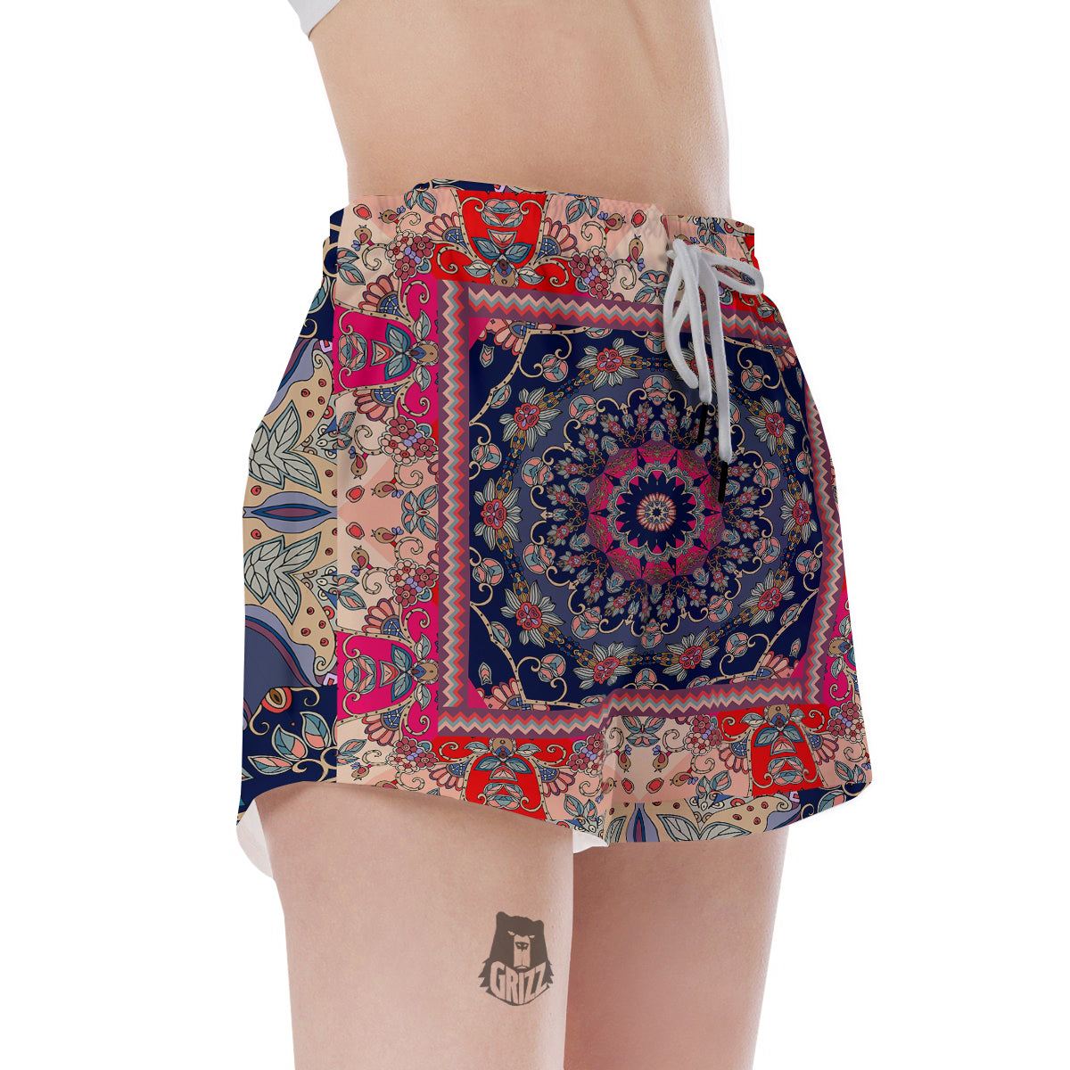 Ethnic Patchwork Square Print Women's Shorts-grizzshop