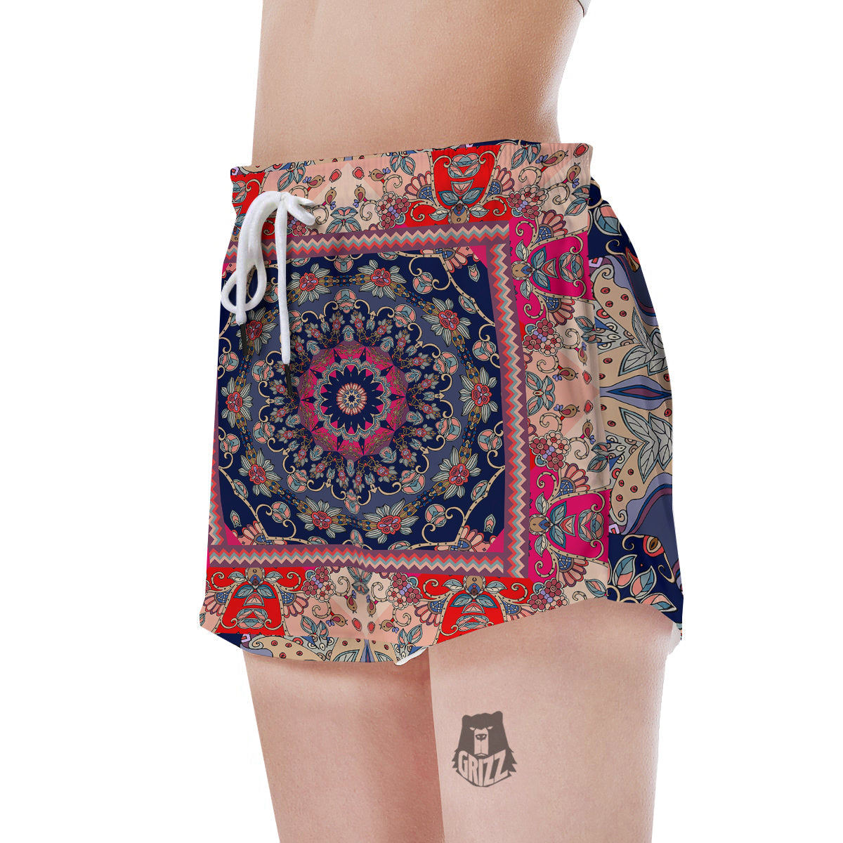 Ethnic Patchwork Square Print Women's Shorts-grizzshop
