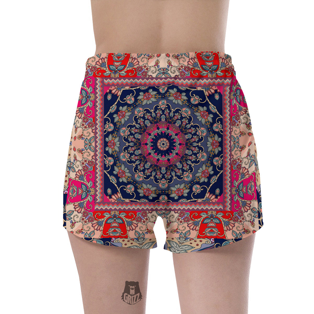 Ethnic Patchwork Square Print Women's Shorts-grizzshop