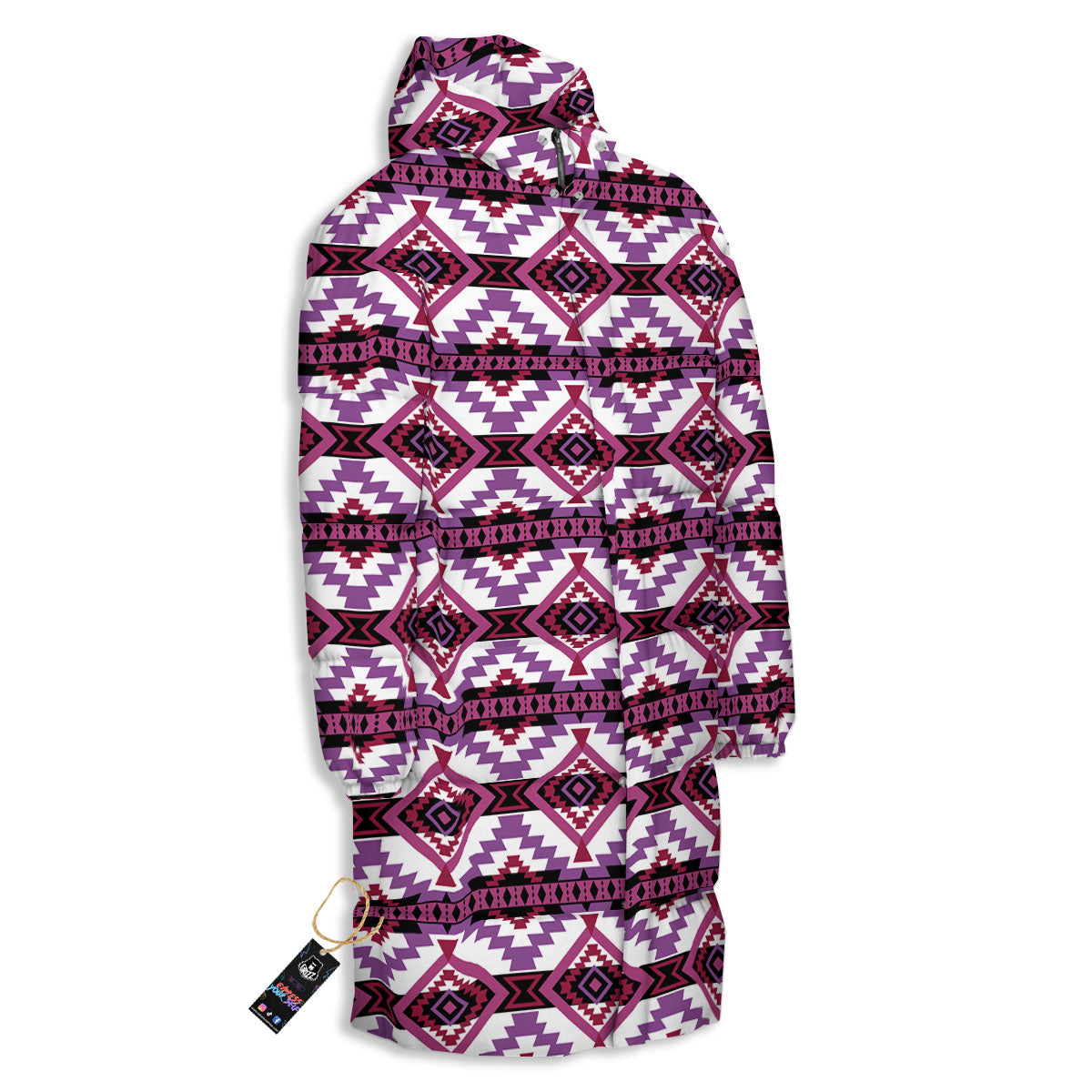 Ethnic Pink African Print Pattern Long Down Jacket-grizzshop