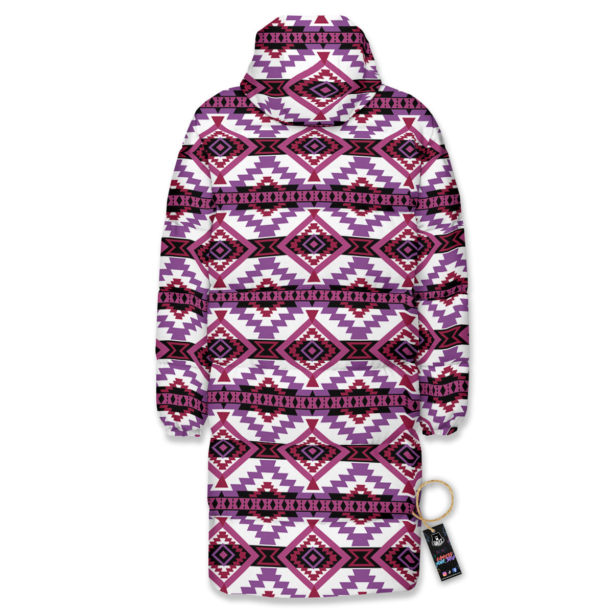 Ethnic Pink African Print Pattern Long Down Jacket-grizzshop
