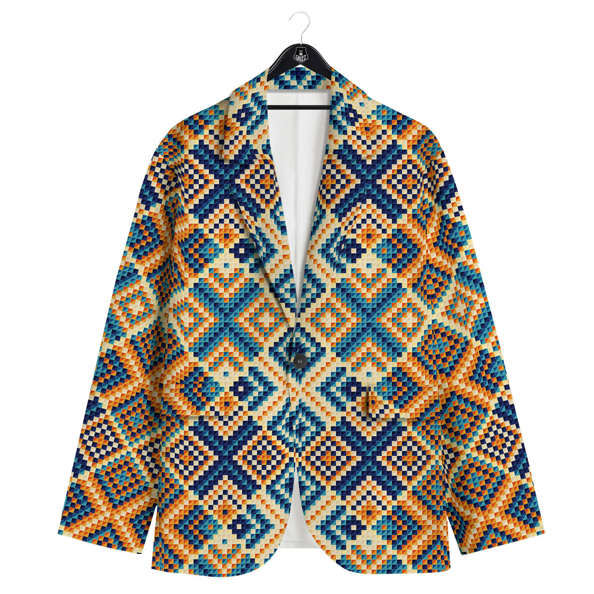 Ethnic Pixel Print Pattern Men's Sport Coat-grizzshop