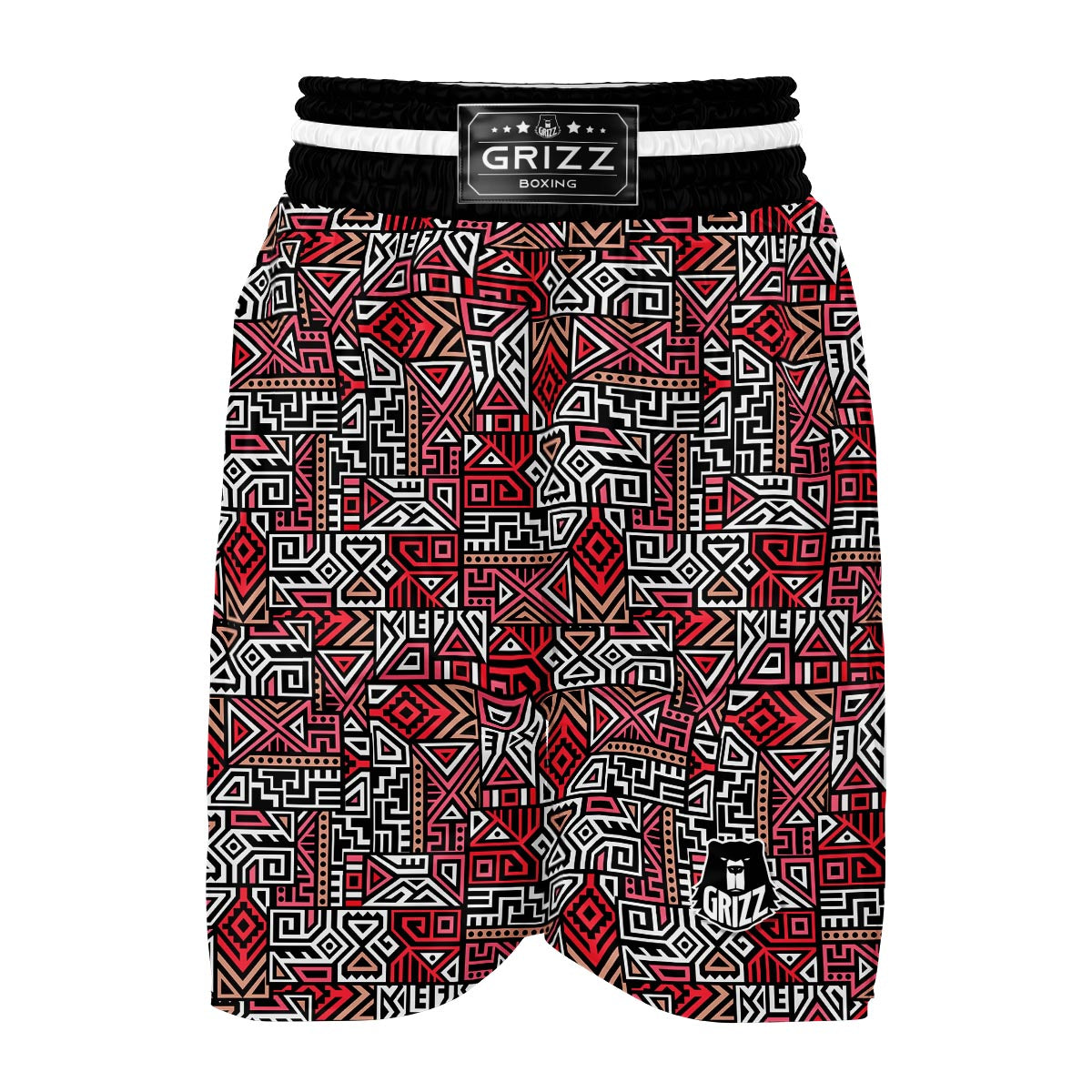 Ethnic Red Print Pattern Boxing Shorts-grizzshop
