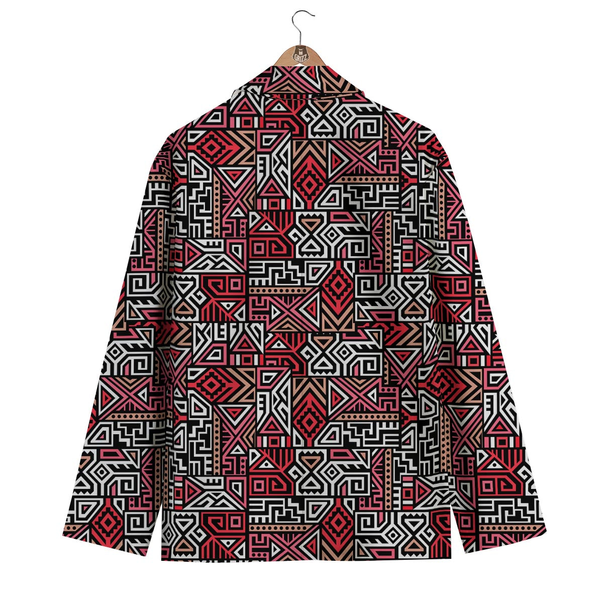 Ethnic Red Print Pattern Men's Blazer-grizzshop