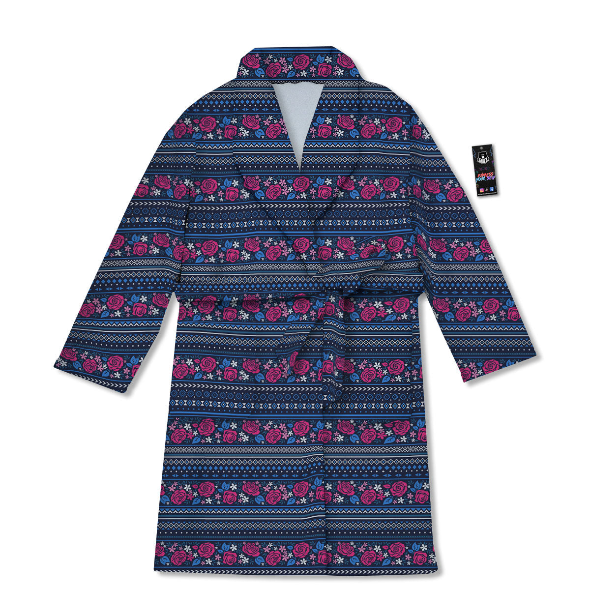 Ethnic Rose Native Tribal Print Pattern Bathrobe-grizzshop