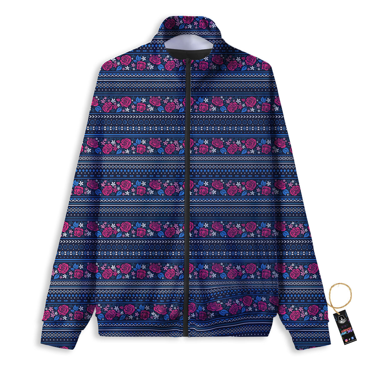 Ethnic Rose Native Tribal Print Pattern Track Jacket-grizzshop