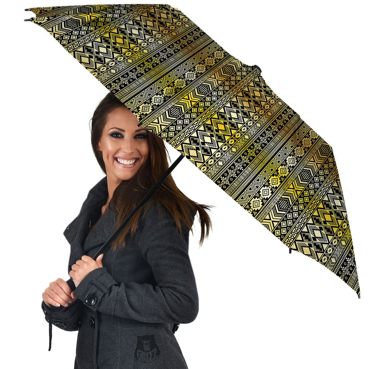 Ethnic Tribal Gold African Print Pattern Umbrella-grizzshop