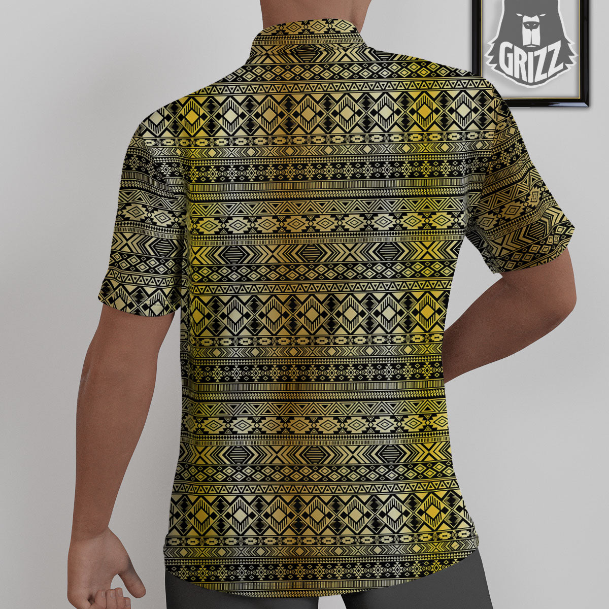 Ethnic Tribal Gold African Print Pattern Untucked Shirts-grizzshop