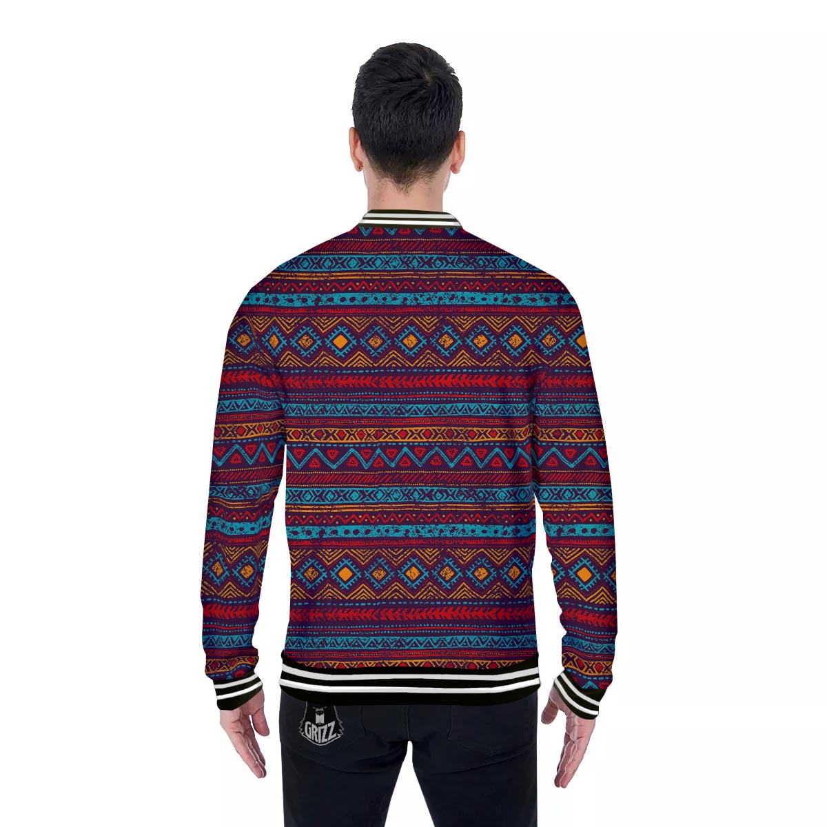 Ethnic Tribal Print Pattern Baseball Jacket-grizzshop