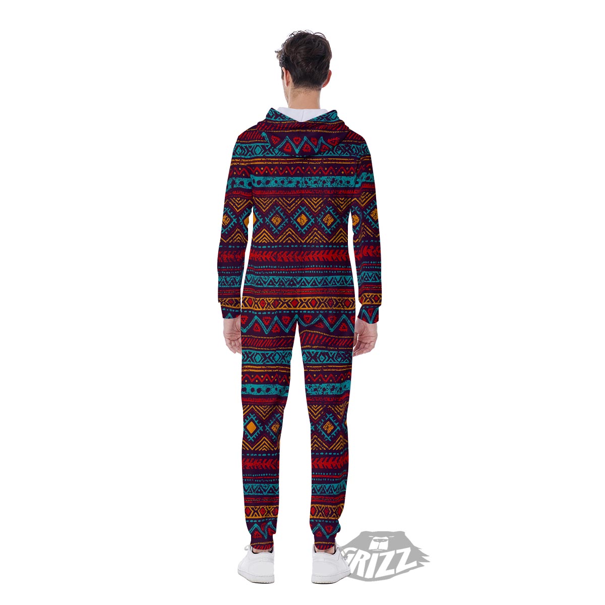 Ethnic Tribal Print Pattern Men's Jumpsuit-grizzshop