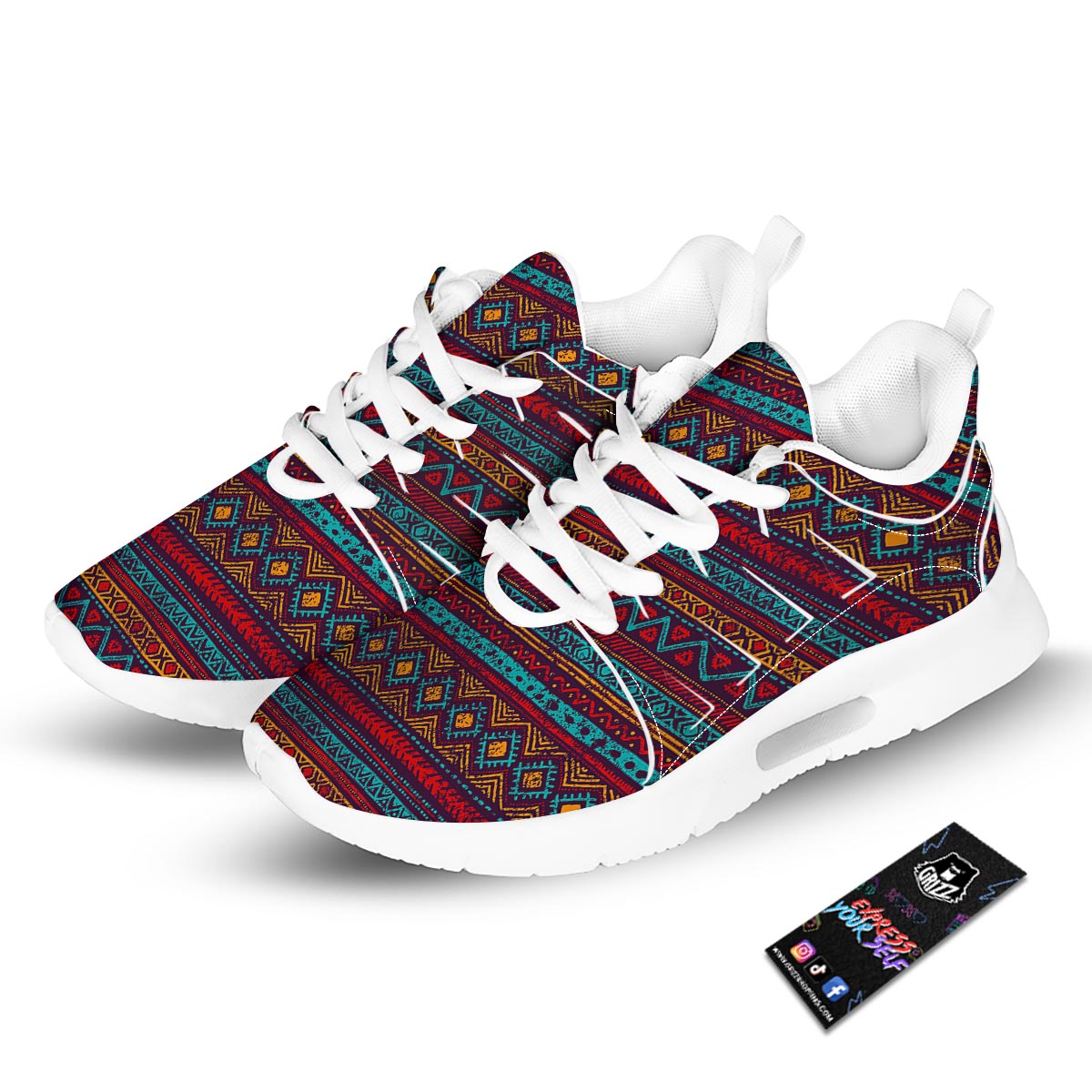 Ethnic Tribal Print Pattern Tennis Shoes-grizzshop