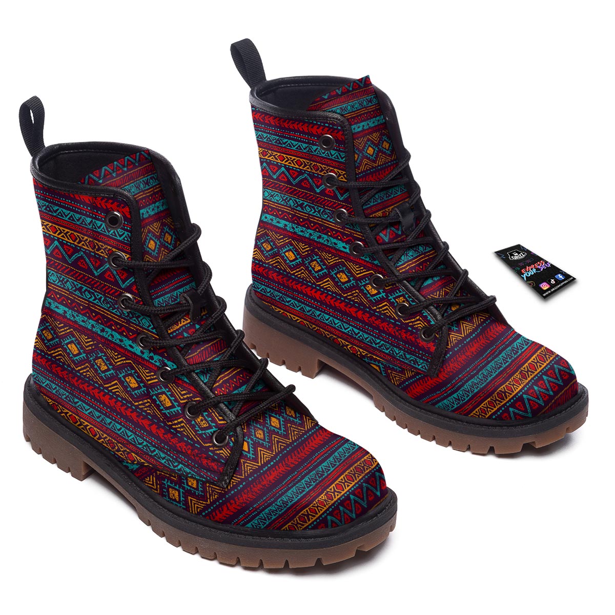 Ethnic Tribal Print Pattern Work Boots-grizzshop