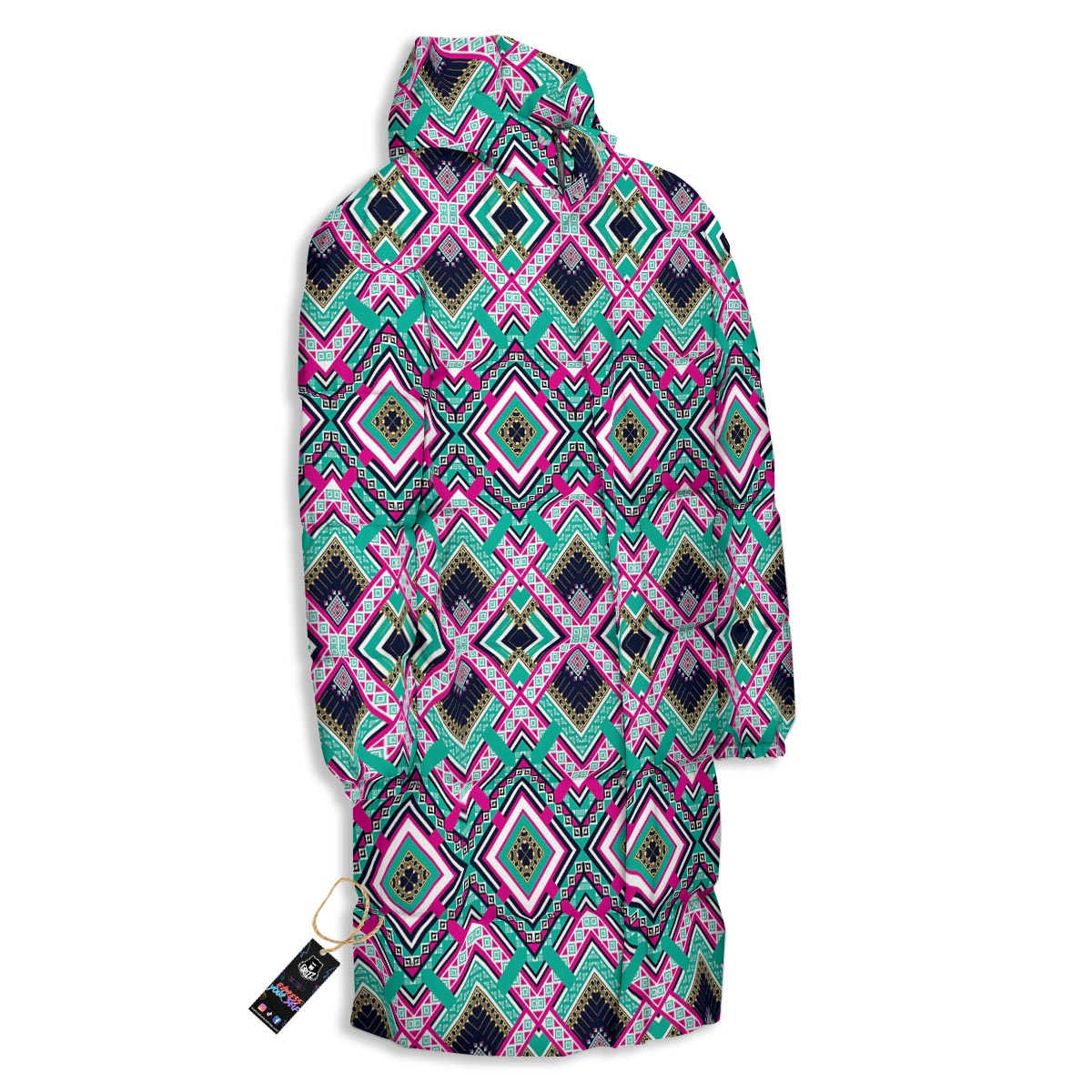 Ethnic Tribal Retro Print Pattern Long Down Jacket-grizzshop