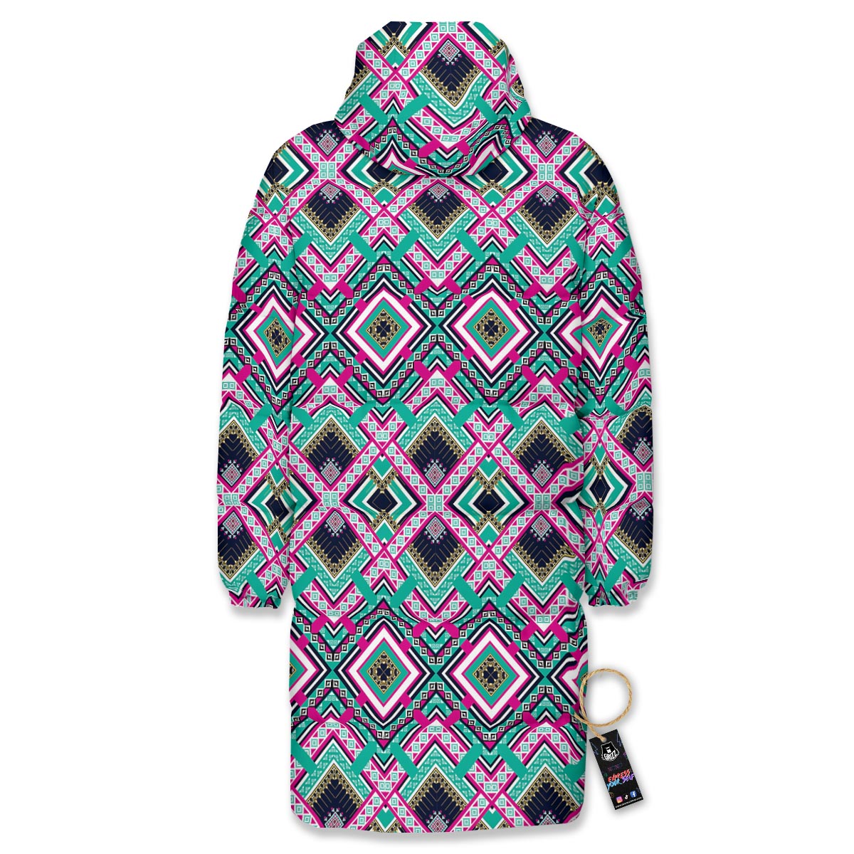 Ethnic Tribal Retro Print Pattern Long Down Jacket-grizzshop