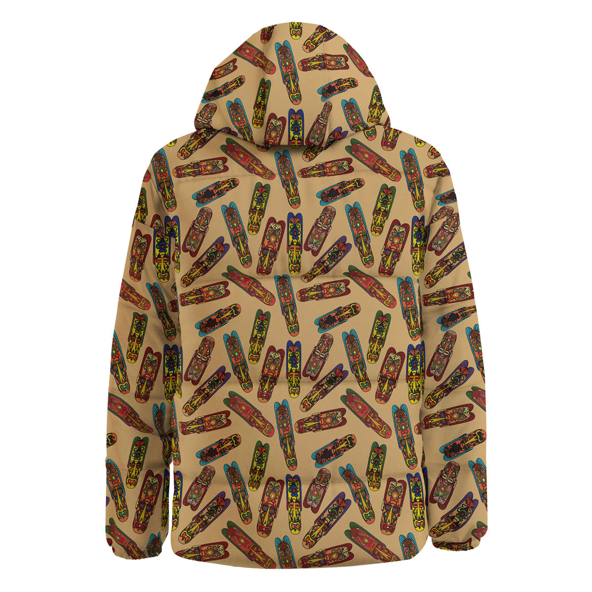 Ethnic Tribal Vintage Style African Mask Print Pattern Down Jacket-grizzshop