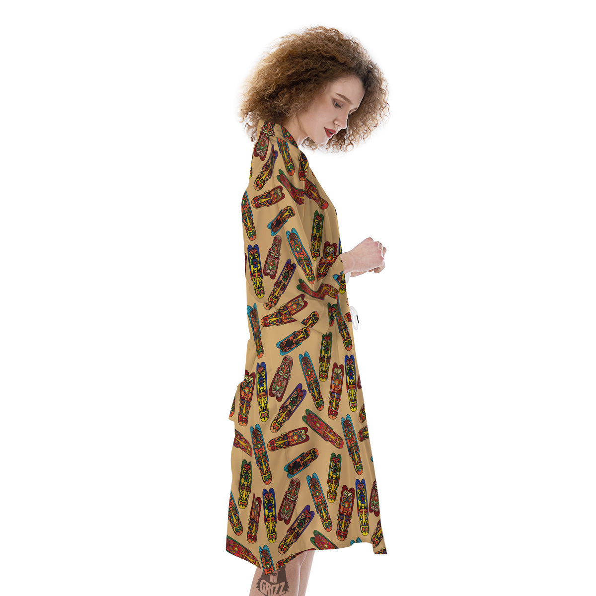 Ethnic Tribal Vintage Style African Mask Print Pattern Kimono-grizzshop