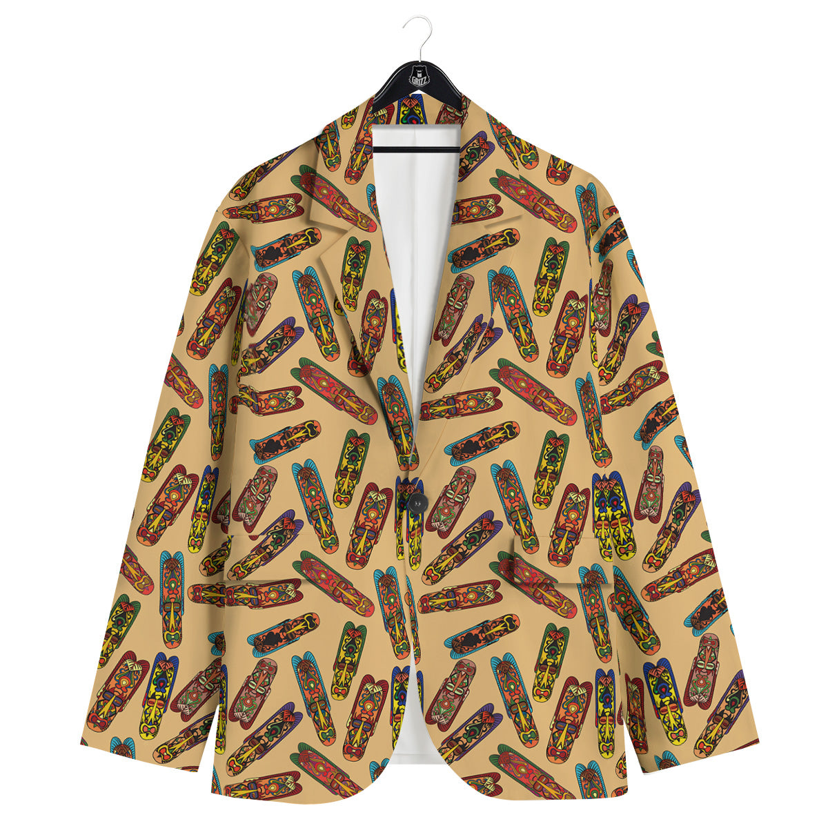 Ethnic Tribal Vintage Style African Mask Print Pattern Men's Sport Coat-grizzshop