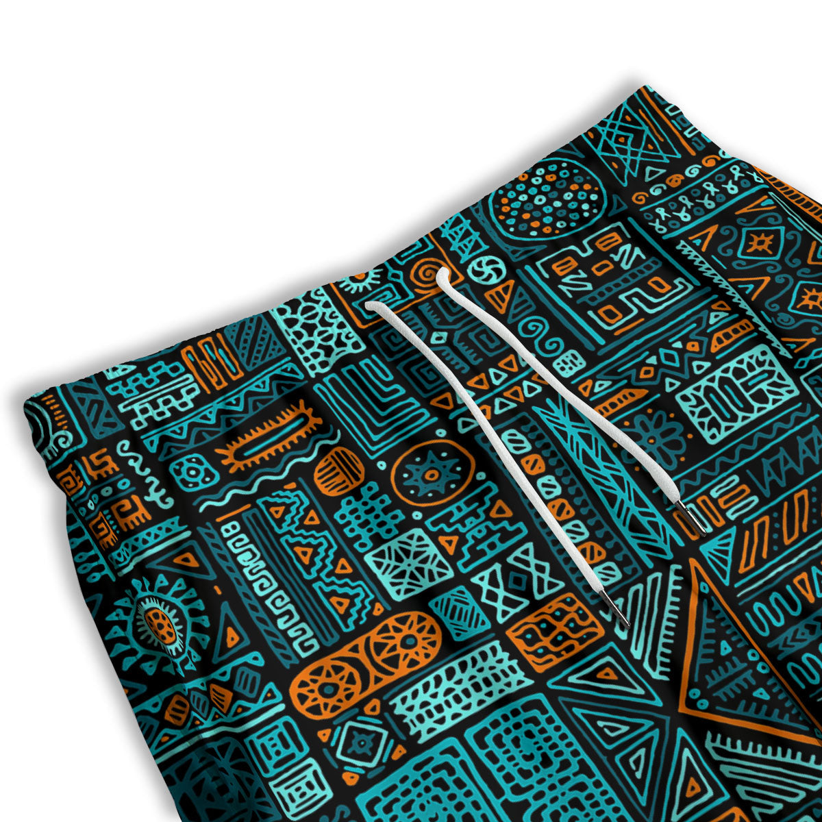 Ethnic Turquoise African Print Pattern Men's Athletic Shorts