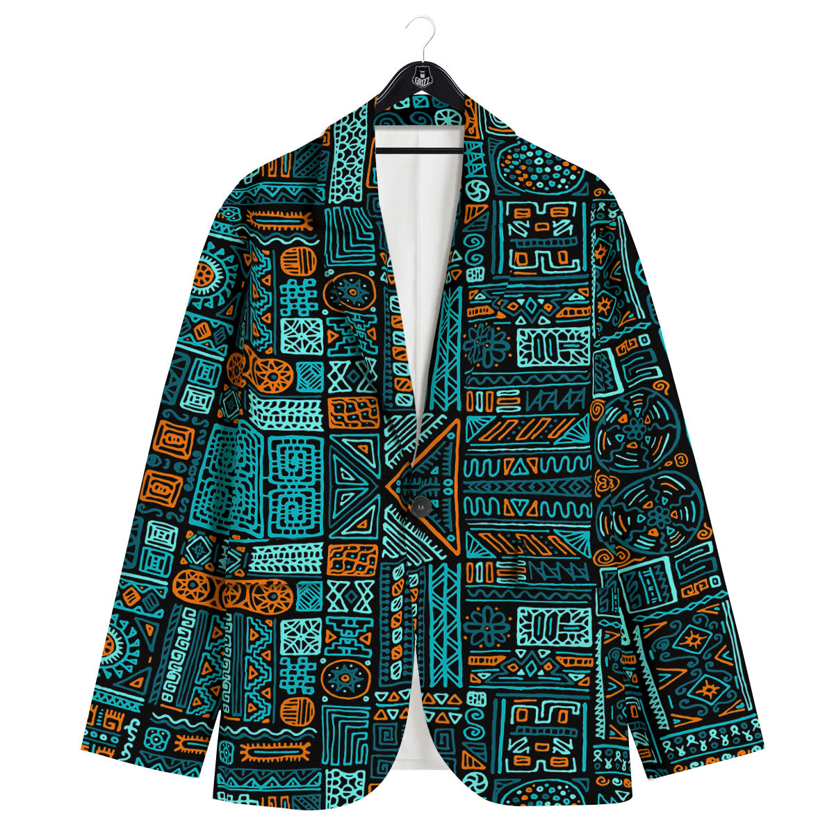 Ethnic Turquoise African Print Pattern Men's Sport Coat-grizzshop