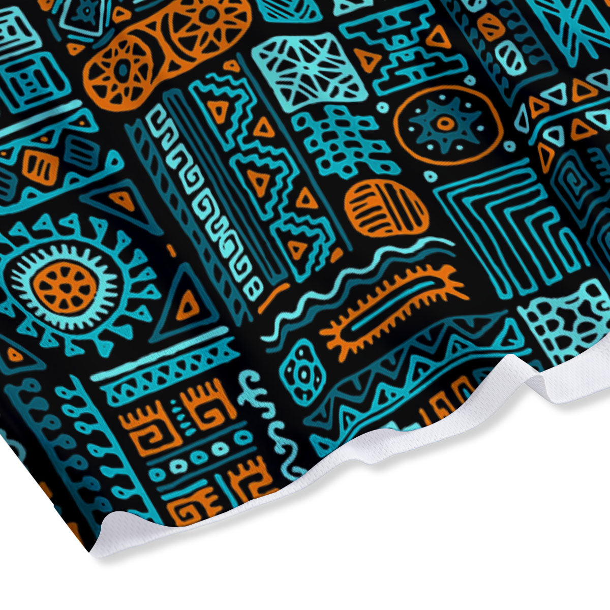 Ethnic Turquoise African Print Pattern Mesh Shorts