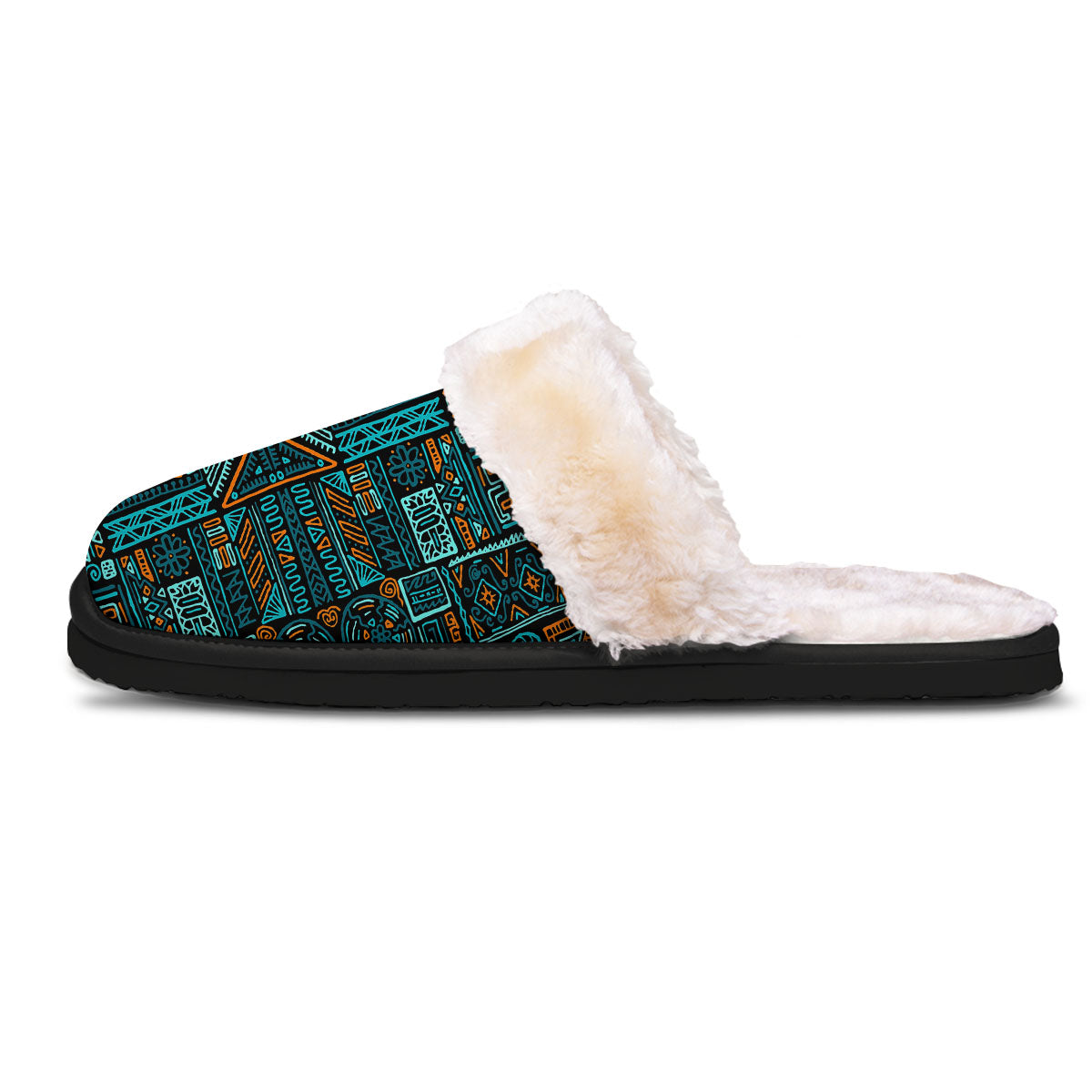 Ethnic Turquoise African Print Pattern Slippers-grizzshop