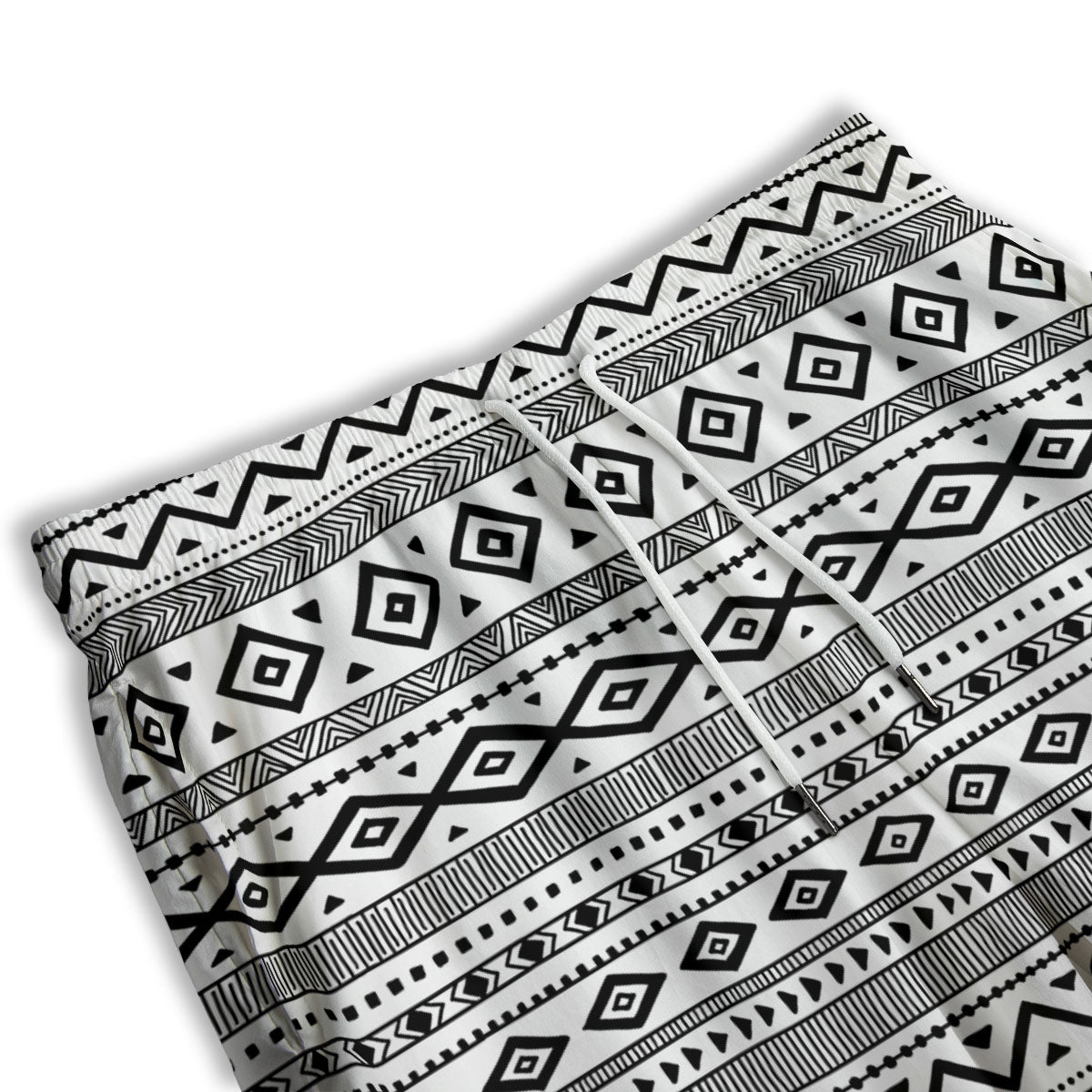 Ethnic White And Black Print Pattern Men's Athletic Shorts