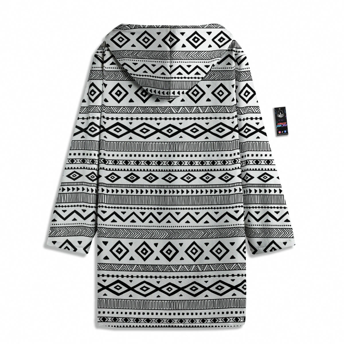 Ethnic White And Black Print Pattern Men's Windbreaker Jacket-grizzshop