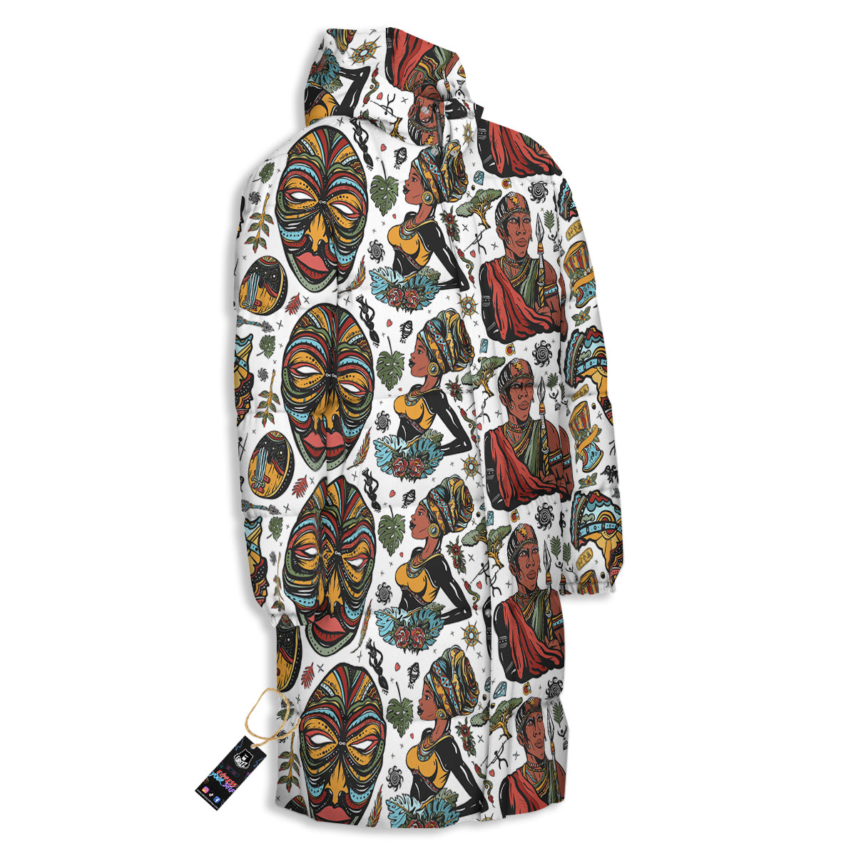 Ethnic Afro African Print Pattern Long Down Jacket
