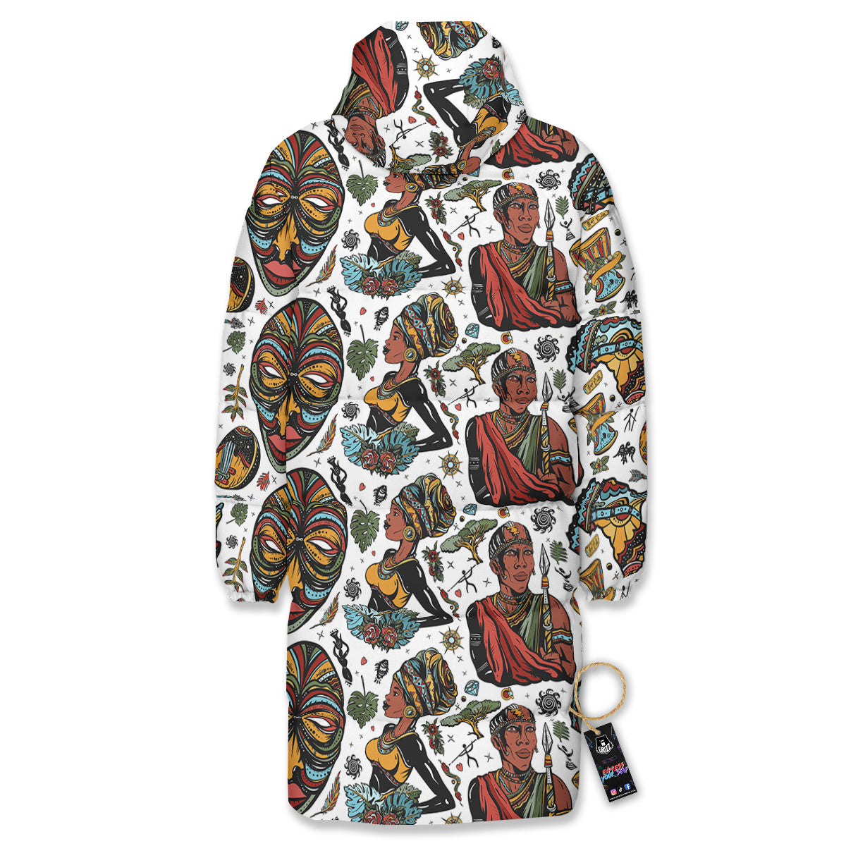 Ethnic Afro African Print Pattern Long Down Jacket