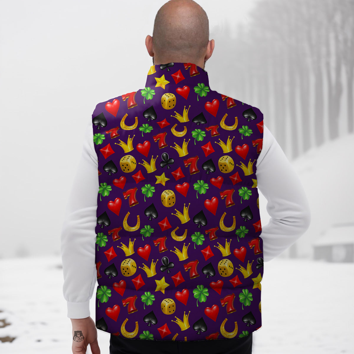 Evil Eye Hamsa Hand Pattern Print Down Vest-grizzshop
