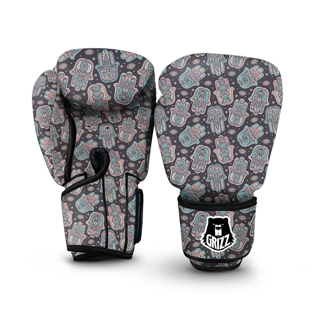 Evil Eye Hamsa Pattern Print Boxing Gloves-grizzshop