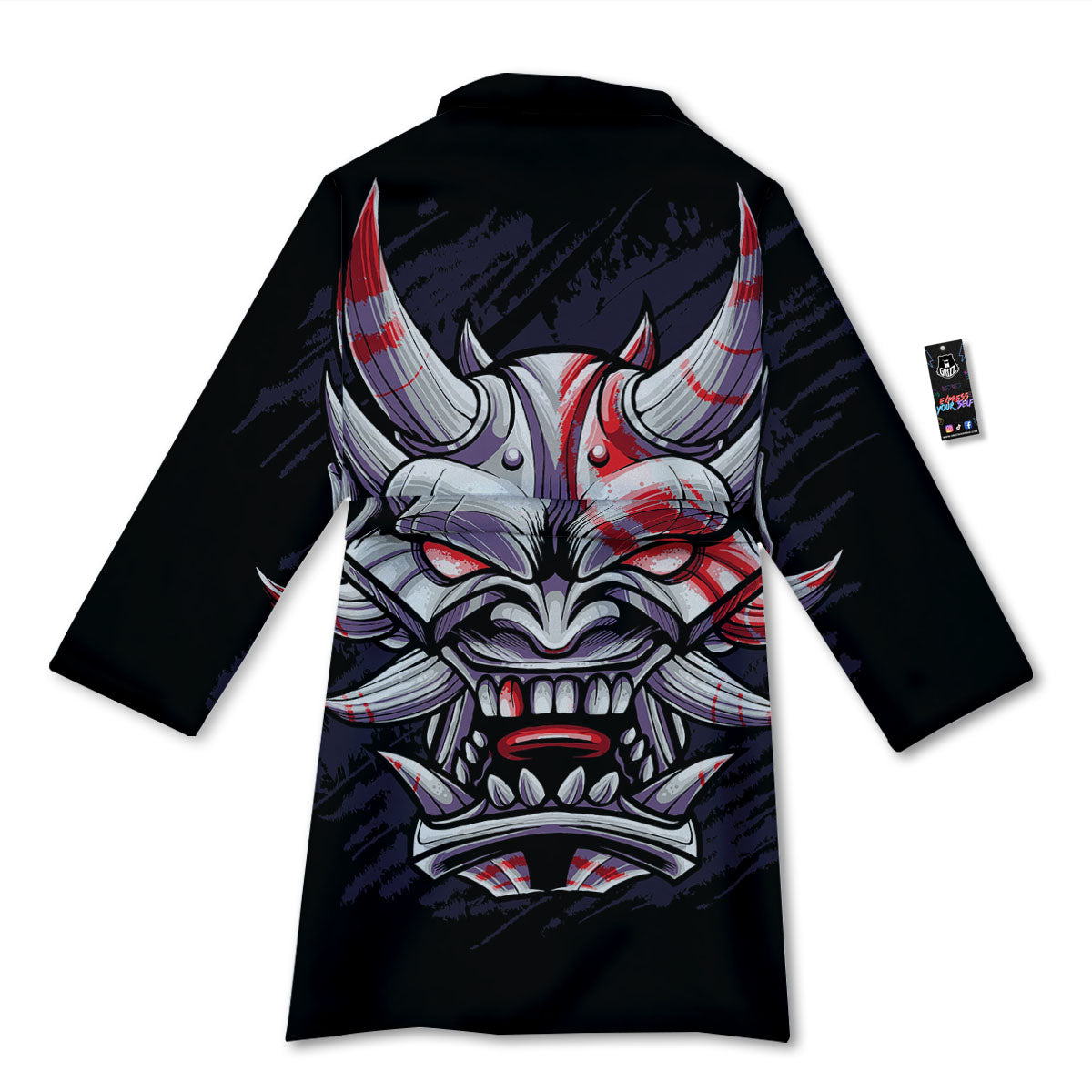 Evil Samurai Mask Print Bathrobe-grizzshop