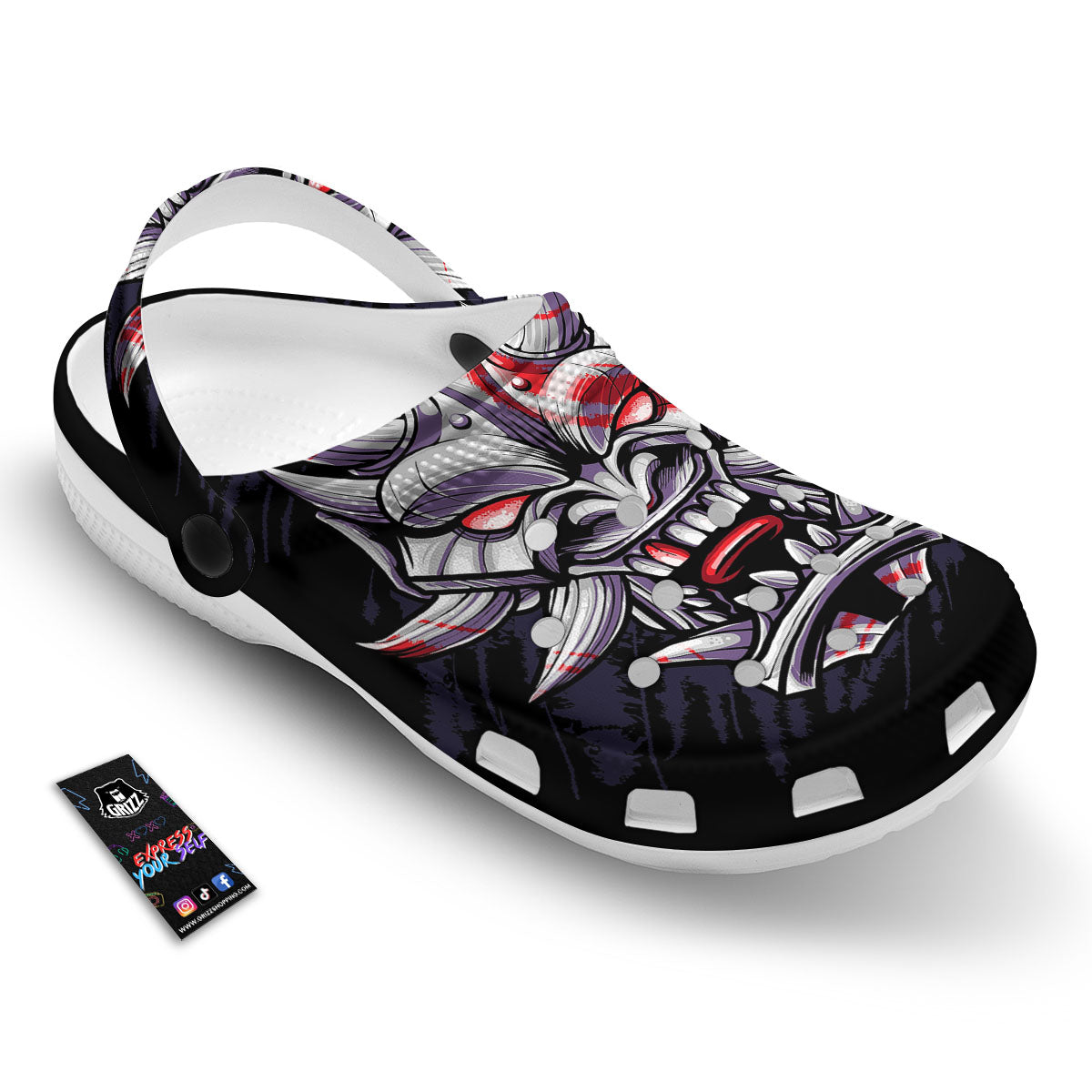 Evil Samurai Mask Print Clog-grizzshop
