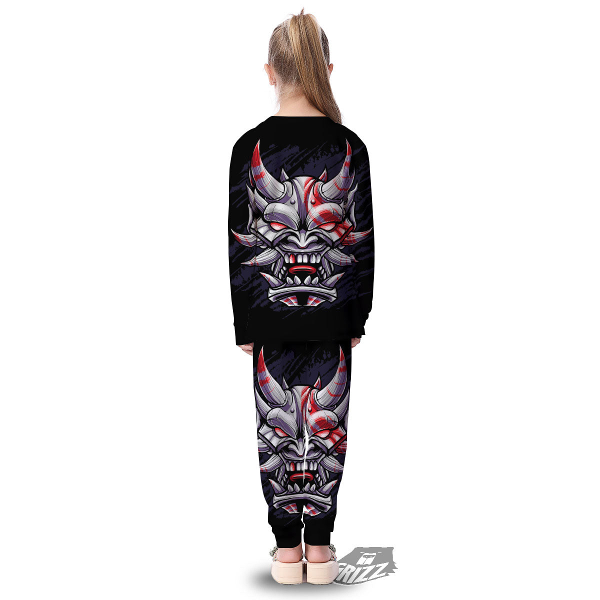 Evil Samurai Mask Print Kid's Pajamas-grizzshop